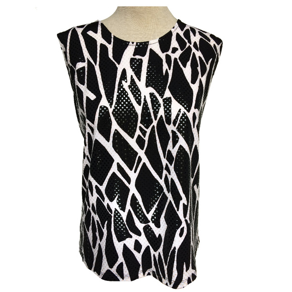 Tanjay Black White Sparkly Sleeveless Blouse PL - Picture 1 of 4